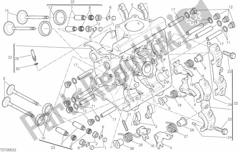 Alle onderdelen voor de Horizontale Kop van de Ducati Monster 821 Thailand 2015